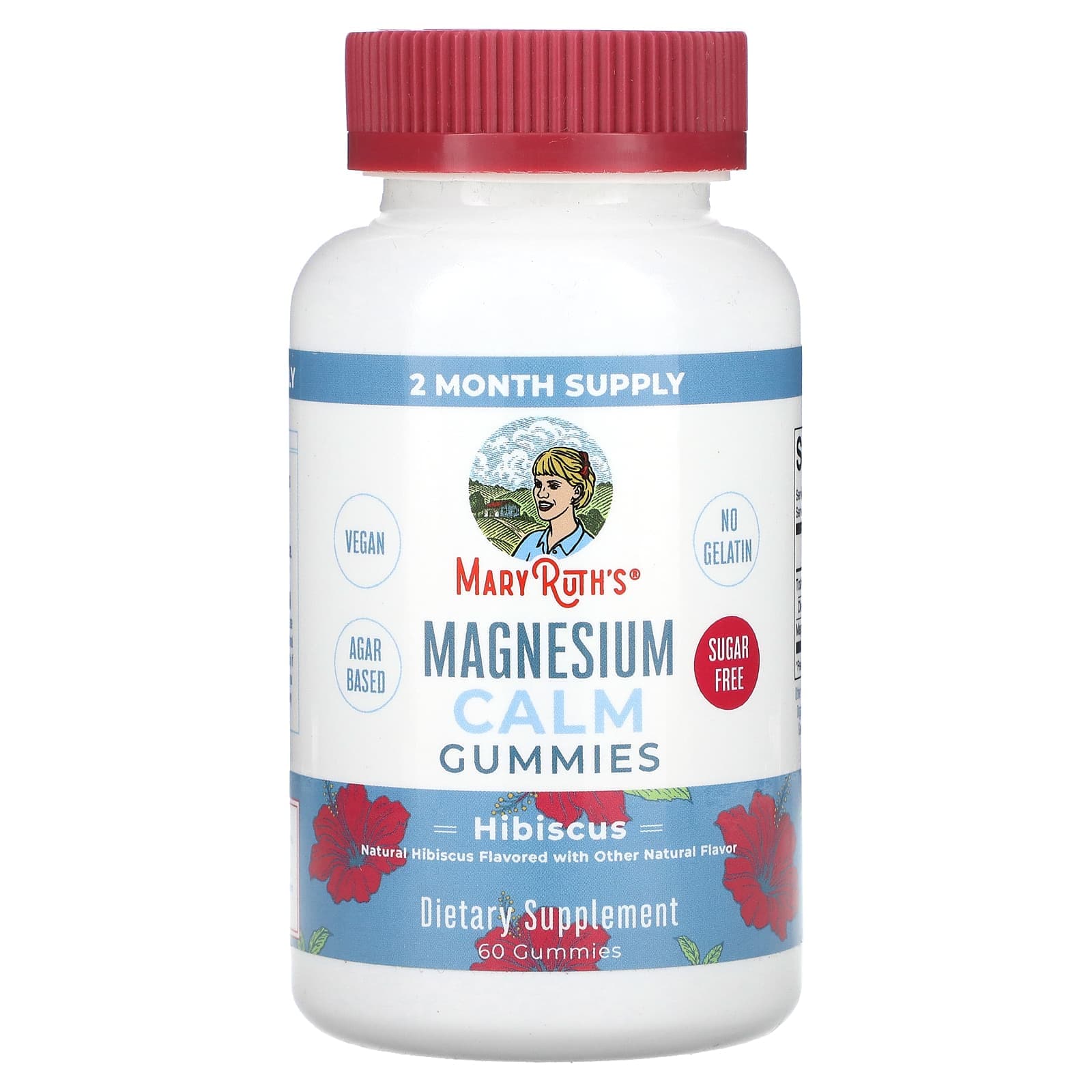MaryRuth's, Magnesium Calm gummies, hibiscus, 60 gummies