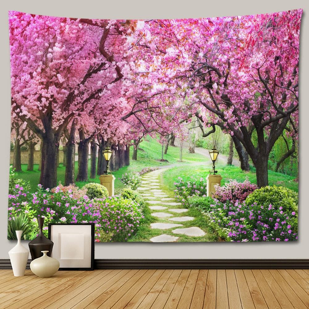 Cherry blossom decorative tapestry Home decoration Bedroom landscape Large fabric tapestry Wall hanging decorative tapestry 200x150cm