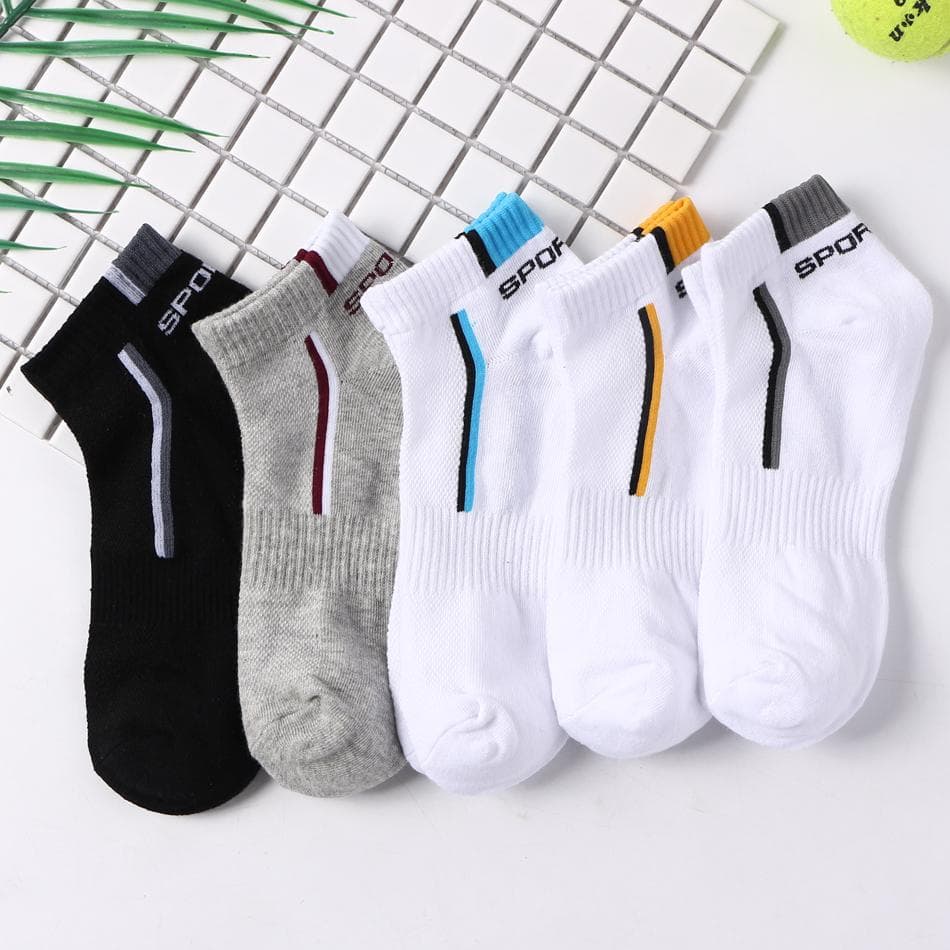 5 Pairs-Pack Men's Ankle Socks Mesh Breathable Cotton Sports Socks Casual Athletic Summer Thin Cut Short Sock Big Size 38-43 5pairs multicolour