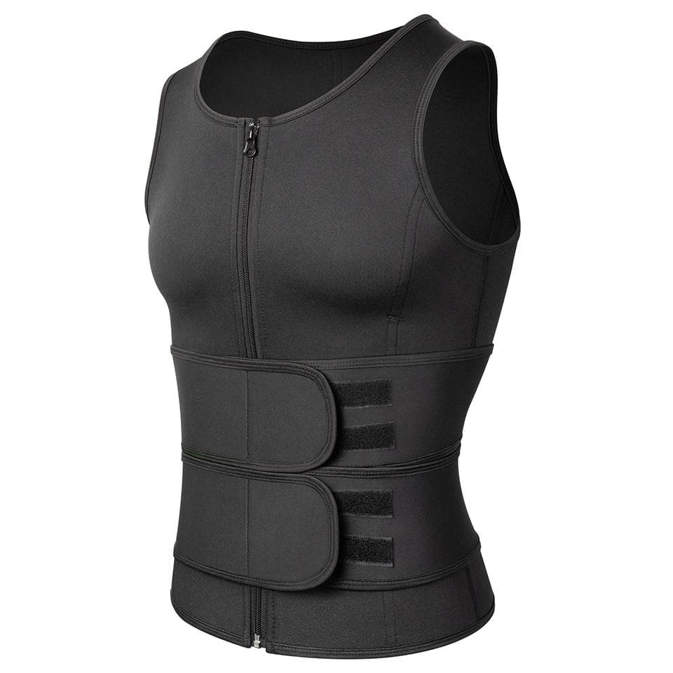 1Pcs Men Body Shaper Waist Suit Sweat Vest Underwear Shirt Fat Burner Workout Tank Tops Shapewear XXXL black