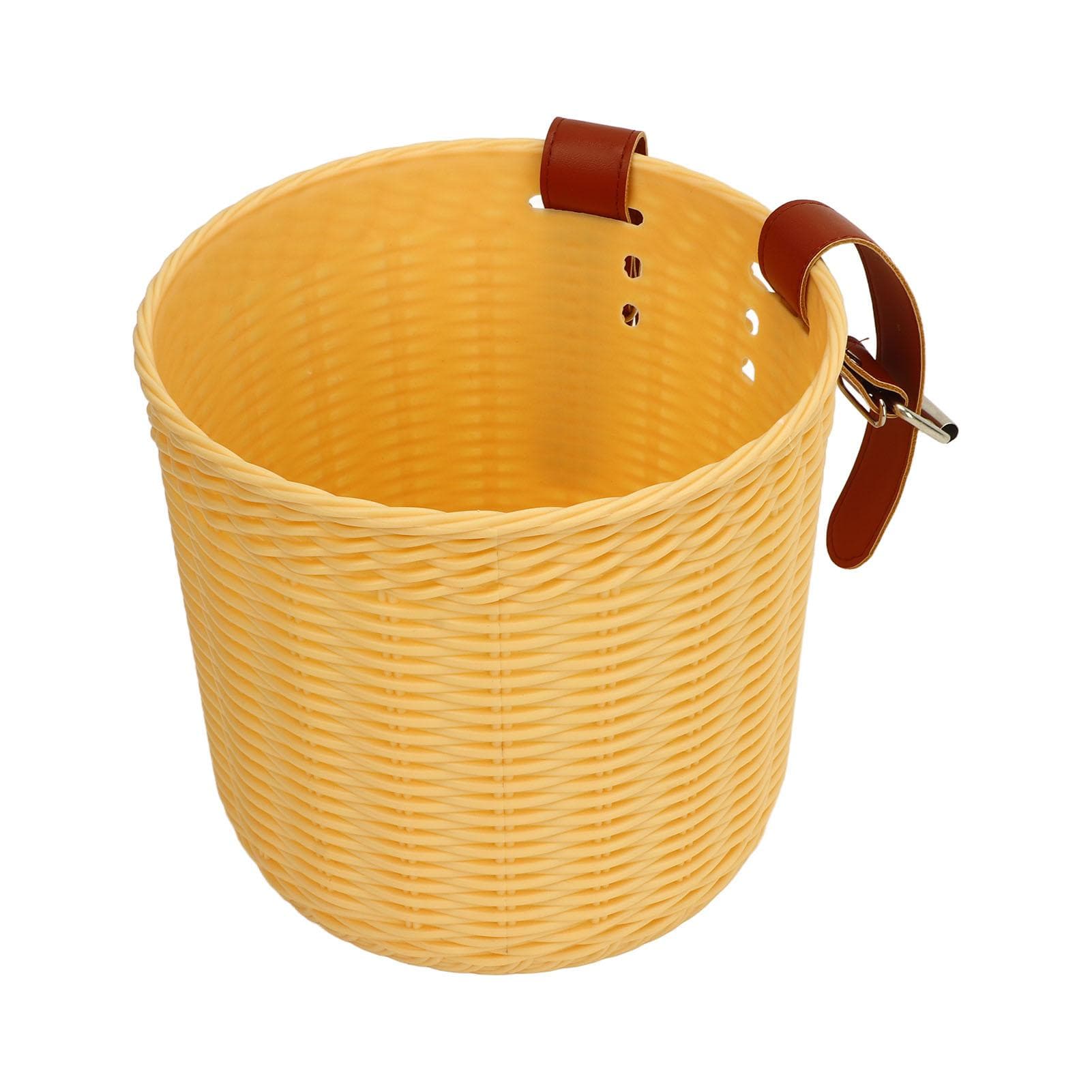 Front Handlebar Bicycle Basket Multipurpose Simulation Wicker Round Shape Large Capacity Bike