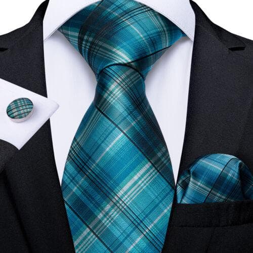 DiBanGu Red Blue Gold Gray Mens Silk Stripped Woven Tie Necktie Hanky Cufflinks N-7043