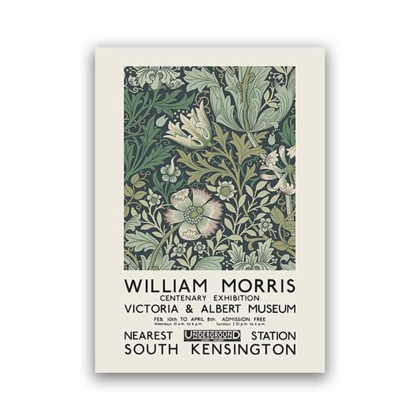 Victoria and Albert Museum Exhibition Poster London Underground William Morris Canvas Print The Art Nouveau Painting Wall Decor A4 21x30cm No Frame
