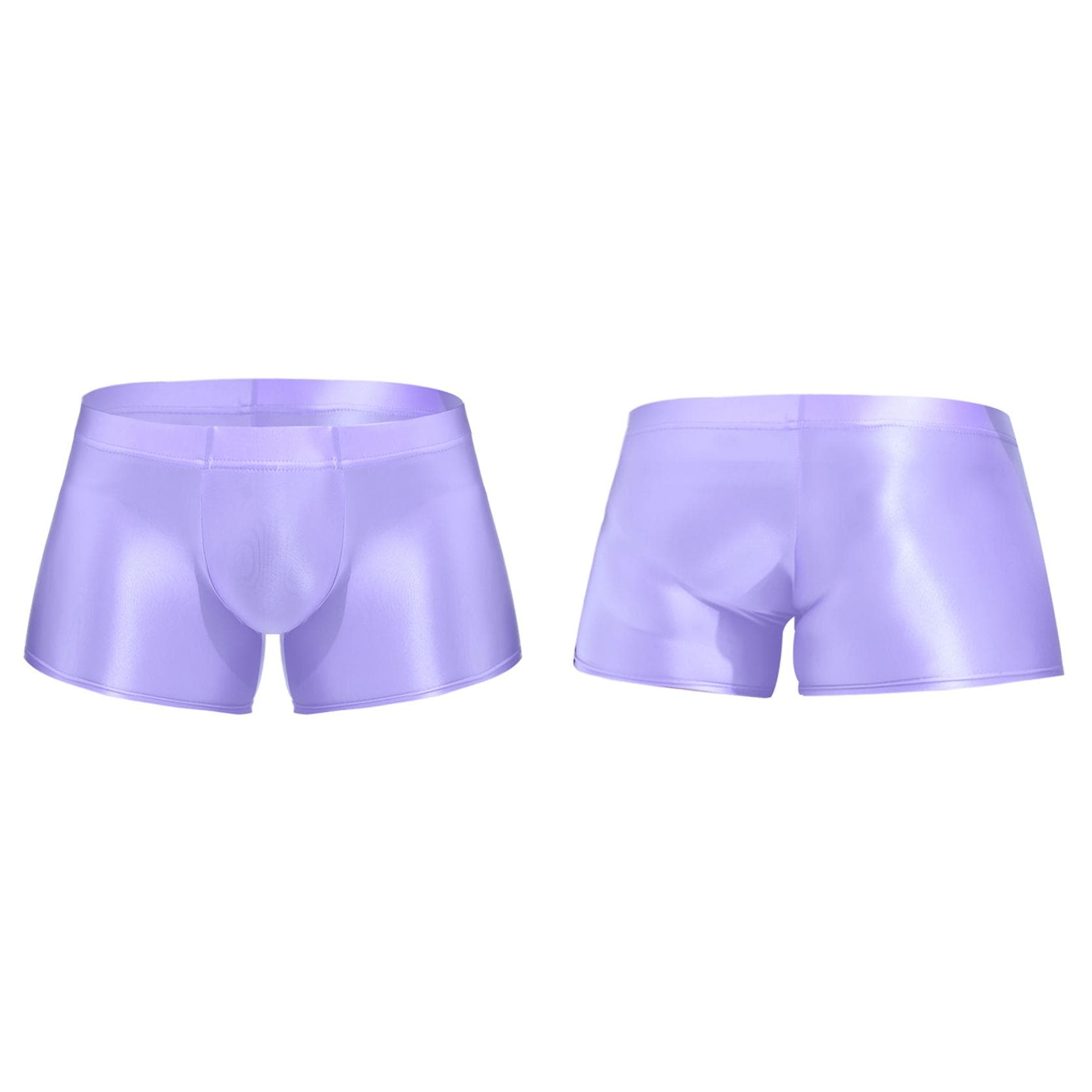 Men Low Rise Glossy Boxer Shorts Bottoms Swimwear Underwear Low Rise Underpants Swim Trunks L light purple