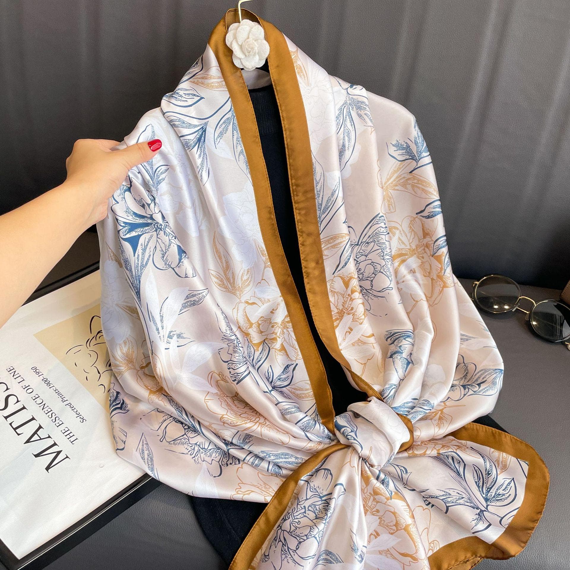 High-End Summer Silk Scarf - Long, Fashionable Sunscreen Shawl for Women 90x180