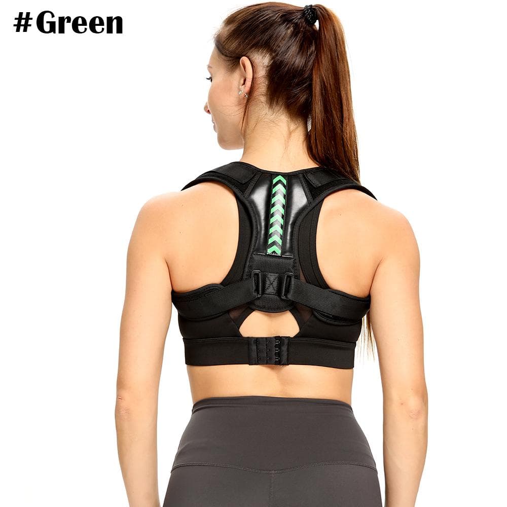 Adjustable Posture Corrector Upper Back Brace Neck Shoulder Brace Back Support Pain Relief Belt Women Men Spine Straightener M green