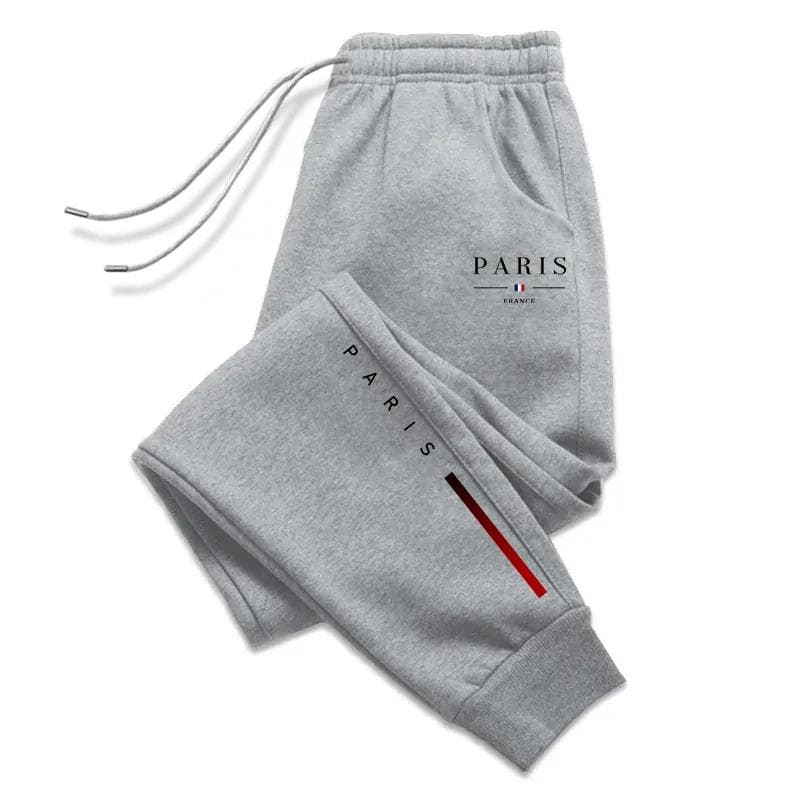 New Arrival Paris Printed Sweatpants for Men High Grade Male Home Outdoor Casual Sports Jogger Pants Urban Fashion Trousers 4XL grey