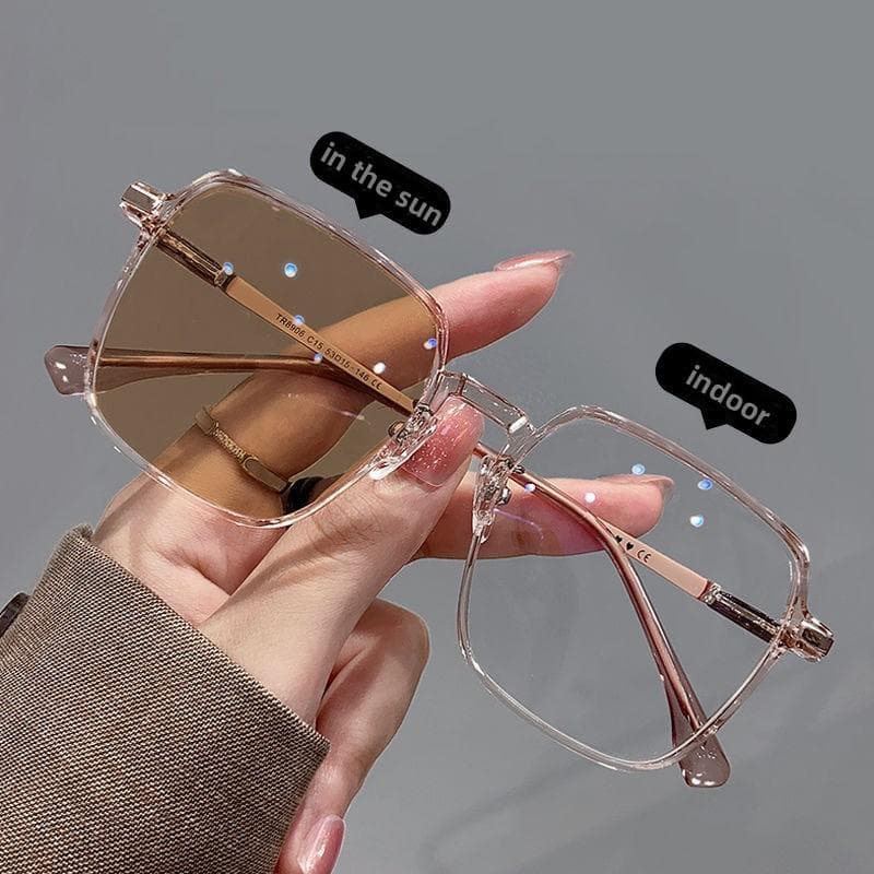 Trendy Oversized Photochromic Sunglasses for Men Women Unisex Large Eyewear Smart Color Changing Shades Outdoor Travel As the Picture