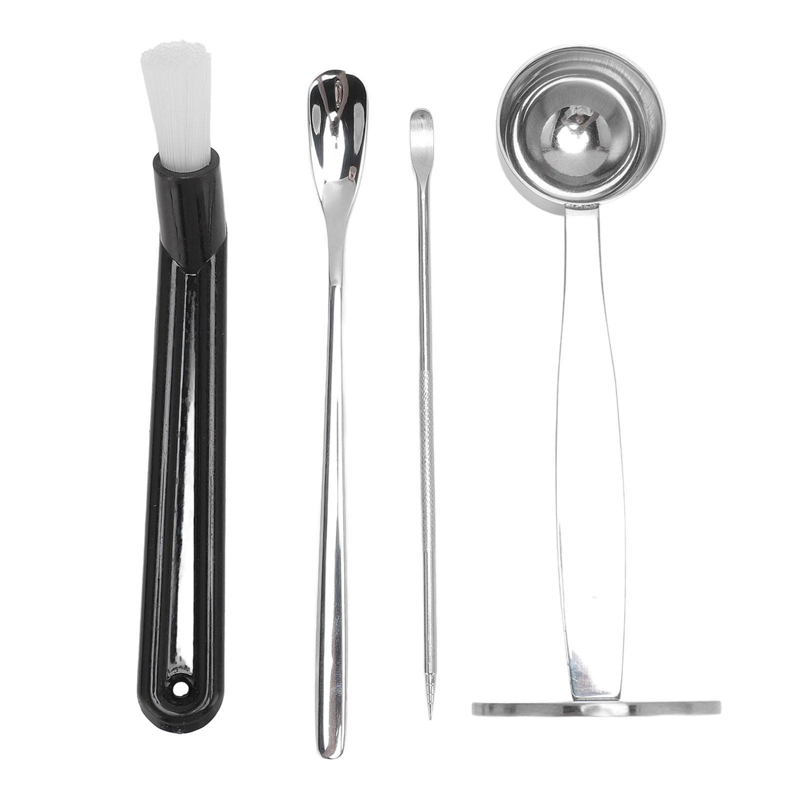 Coffee Tamper Spoon Stirring Spoon Coffee Art Pen Dual Head Coffee Tamping Scoop Kit with Cleaning