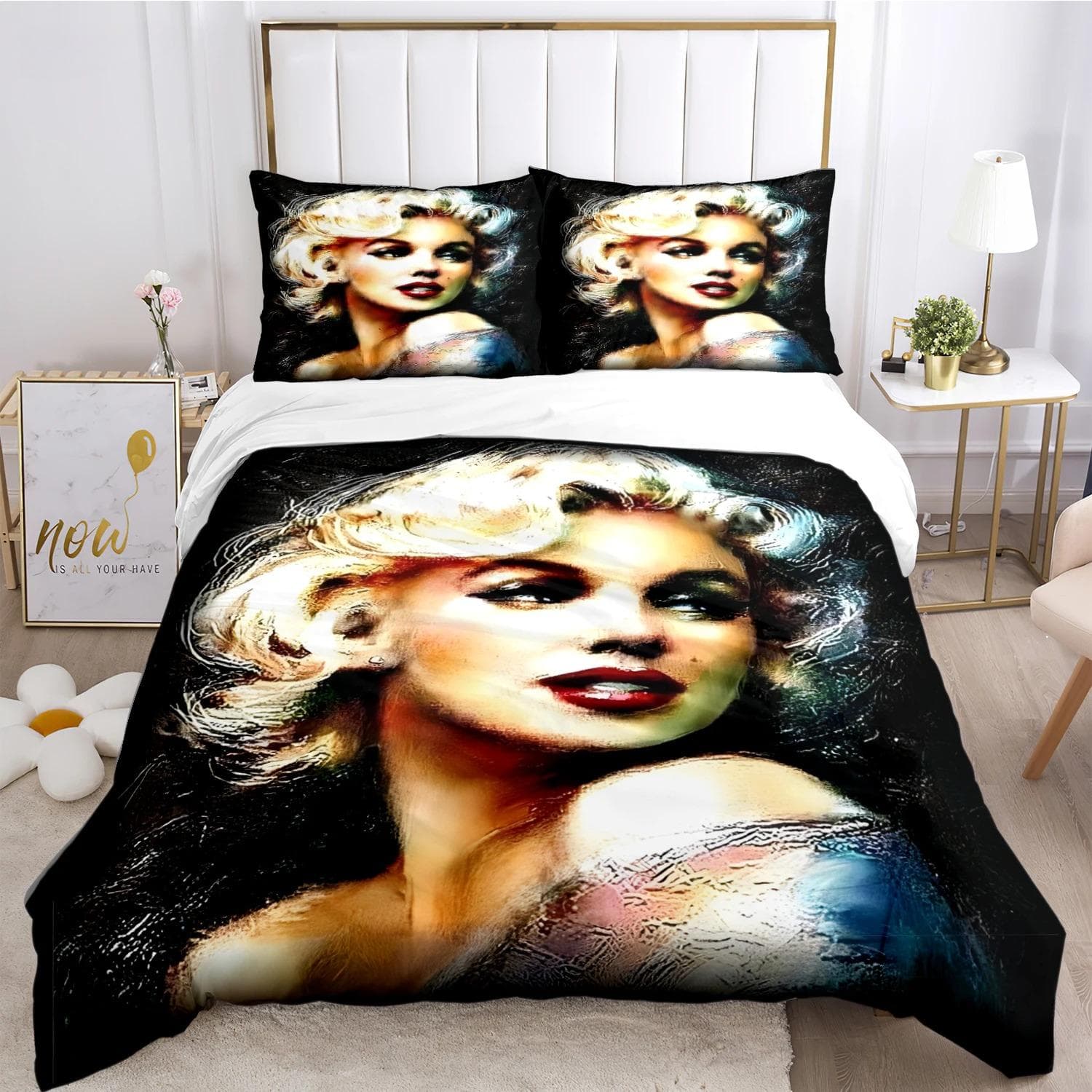 Marilyn Monroe Duvet Cover Comforter Fear Bedding sets Soft Quilt Cover and Pillowcases for Teens Boy Single/Double/Queen/King 150X200cm-3pcs