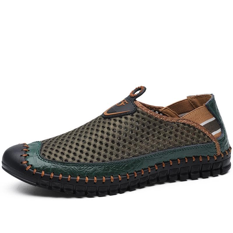 Large Size 47.48 Handmade Leather Shoes New Breathable Mesh Shoes Hole Shoes Summer Mens Shoes 38-48 48 green
