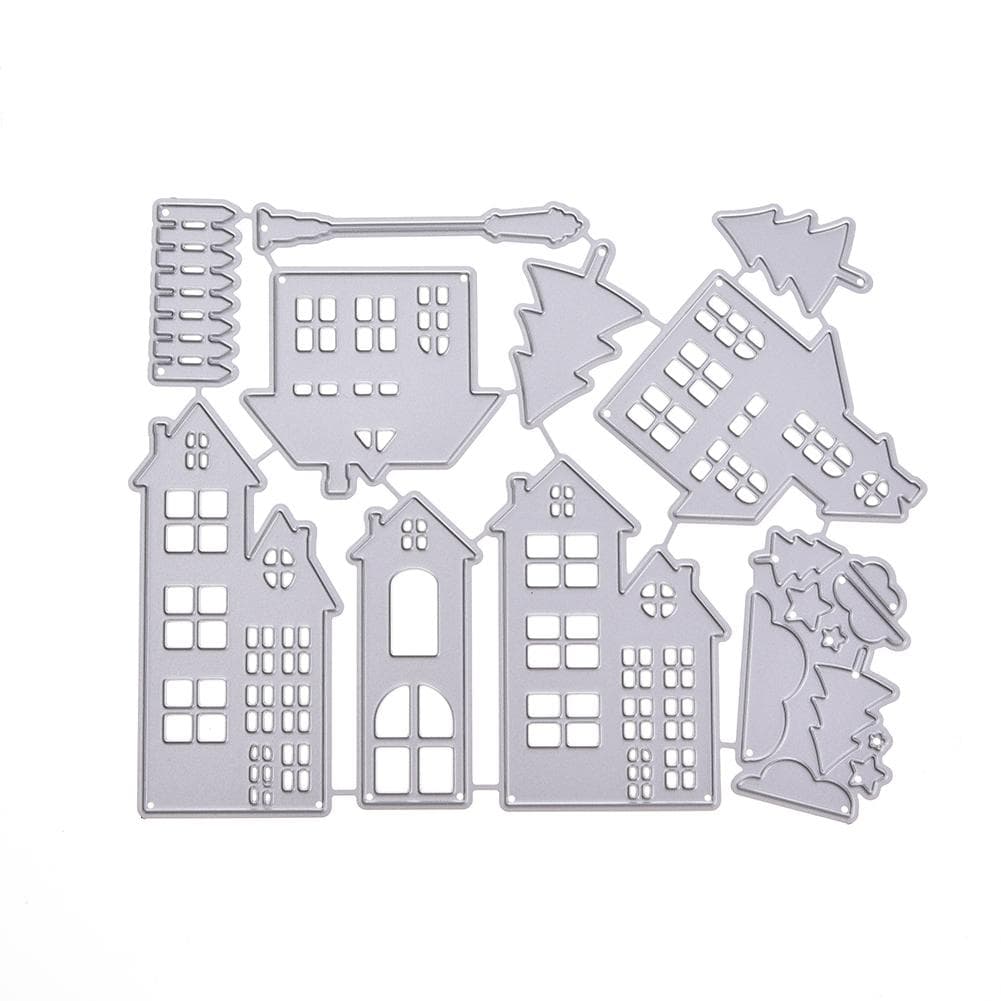 Christmas House Scrapbooking Dies Metal Craft Die Cut Embossing Card Making 13.9*10.9cm silver