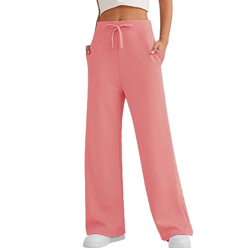Women's Autumn Casual Loose Wide Leg Comfortable Sports High Waisted Pants for Women XXL pink