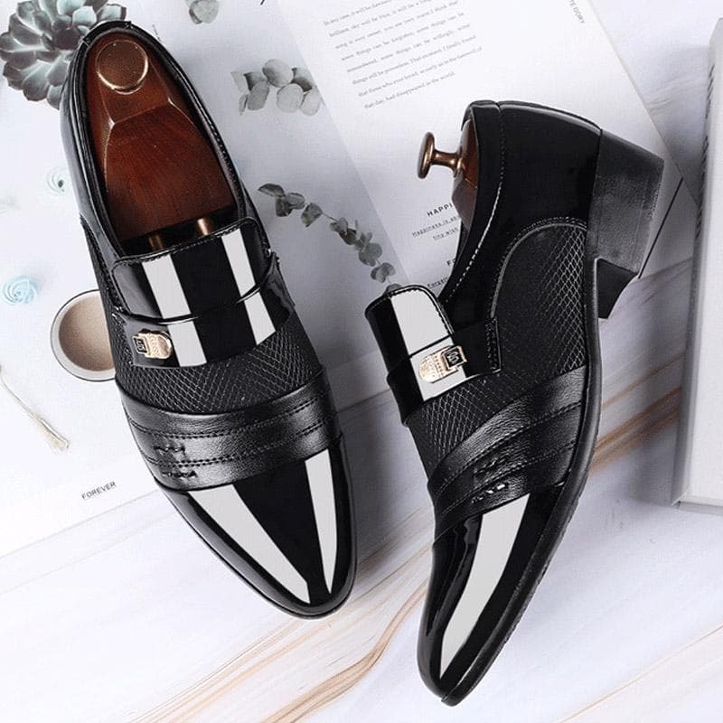 Plus Size Men's Fashion Casual Classic Business Suits Leather Shoes 48 black