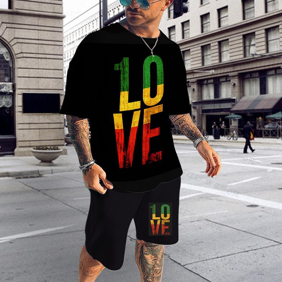 Summer BoB Marley Reggae T Shirt Sets Fashion Jogging Short Sleeve Harajuku Suit Men Tracksuit 3D Printed Breathable Clothes 6XL 6XL
