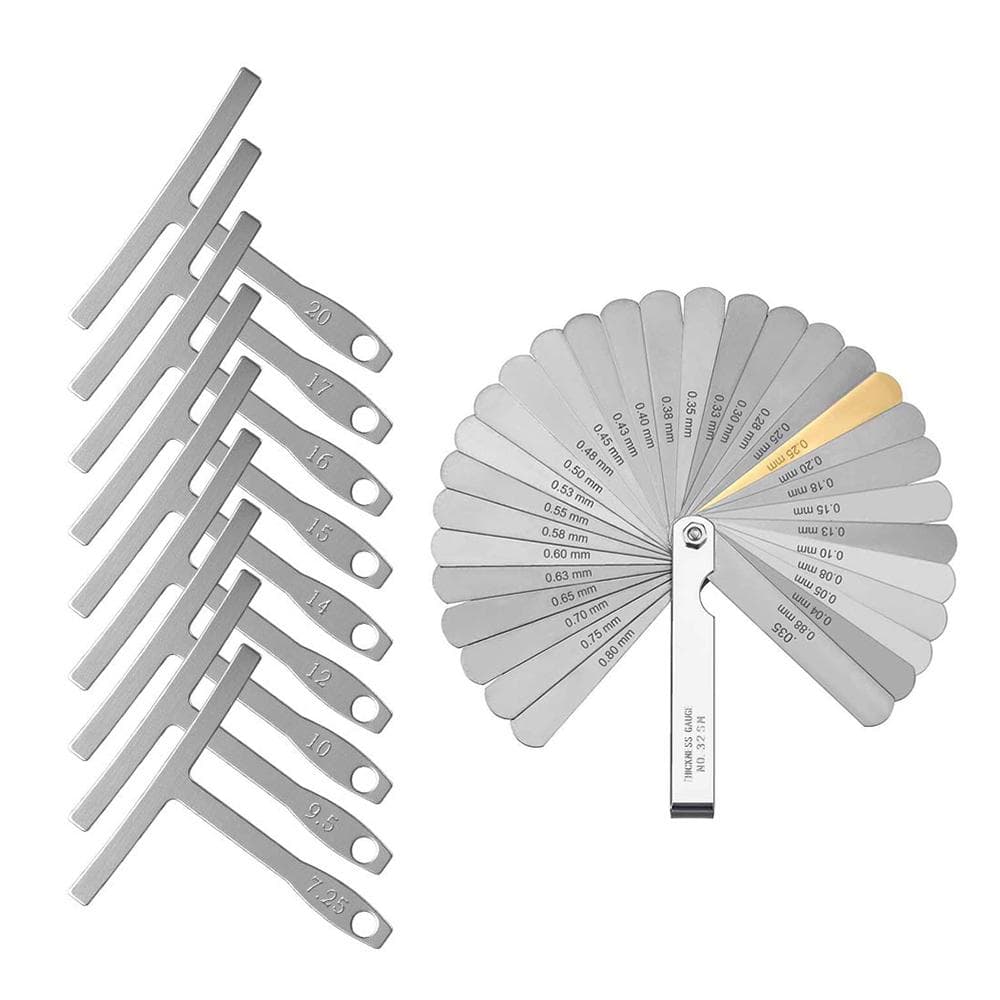 Guitar Luthier Tools Kit 9 Radius Gauge 32 Blades Feeler Gauge for Guitar silver