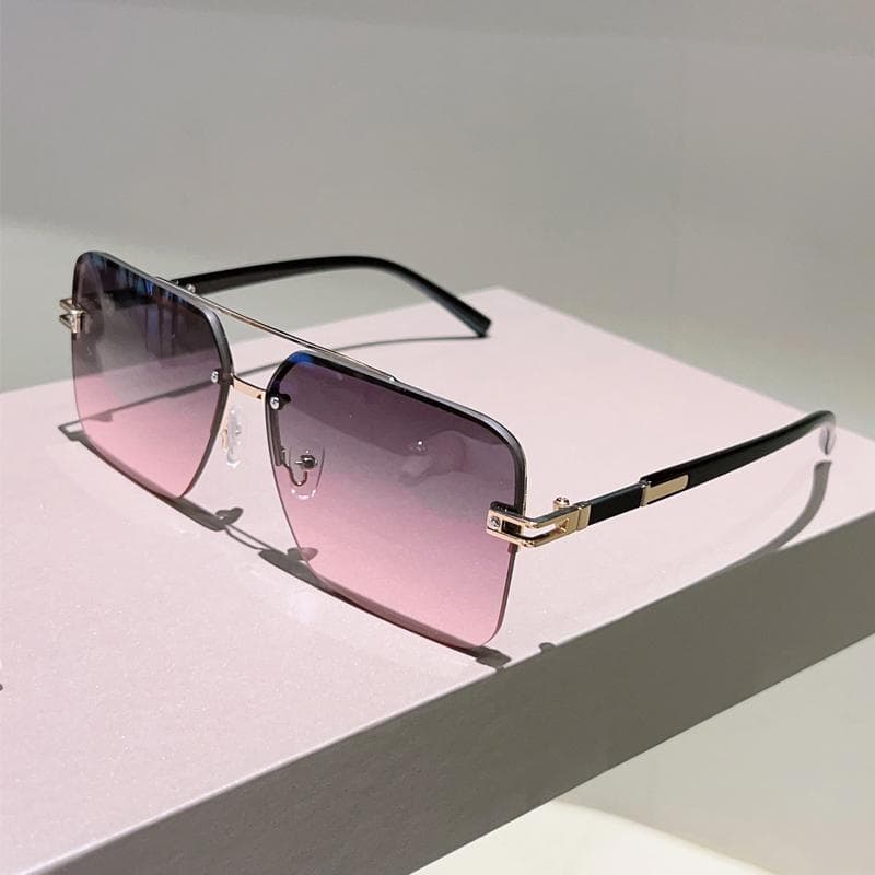 KAMMPT Oversized Square Sunglasses Women Rimless Gradient Multi Color Casual Shades Trendy Vintage Sun Glasses golden