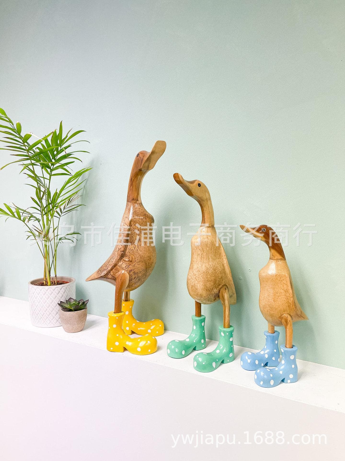 Cross-border new creative resin spotted rain boots duck home desktop decoration ornaments duck yellow