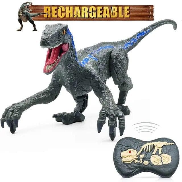 New Boys RC Dinosaur Toy Walking Robot Dinosaur Toy with Lights and Roar Simulation Velociraptor Jurassic Toy Gift grey