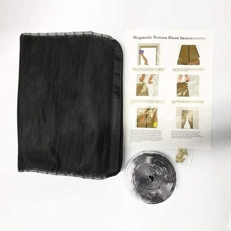 Summer Screen Door Curtain Electromagnetic Door Net with Full-frame Ring Fasteners Prevents Mosquitoes or Insects From Entering The Room 80x210cm black