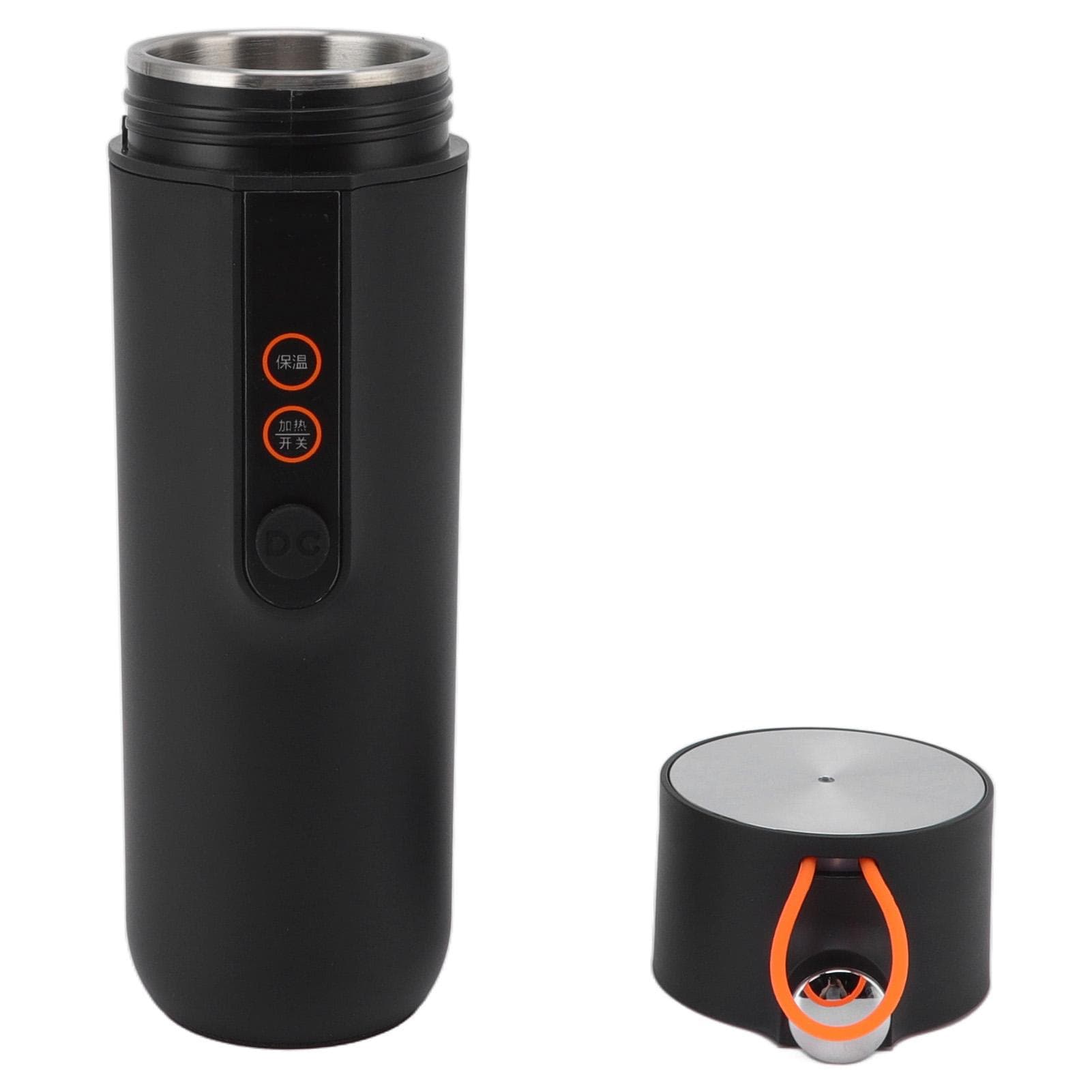 Heated Mug 460ml 12H Thermal Insulation Stainless Steel Travel Car Heating Electric Cup L black
