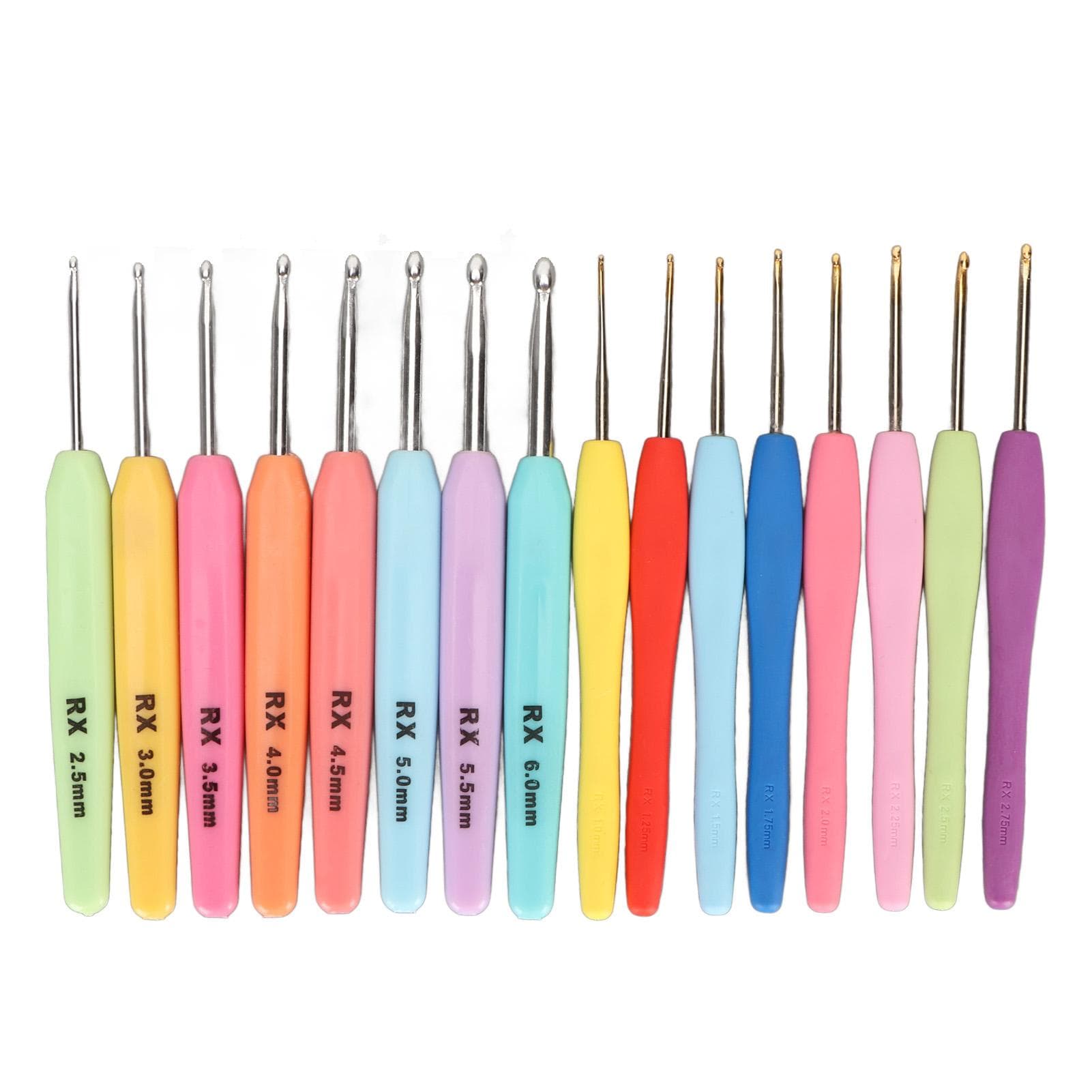 16PCS Crochet Hooks Set Ergonomic Craft Sanding Crochet Needles with Case DIY Hand Knitting Art