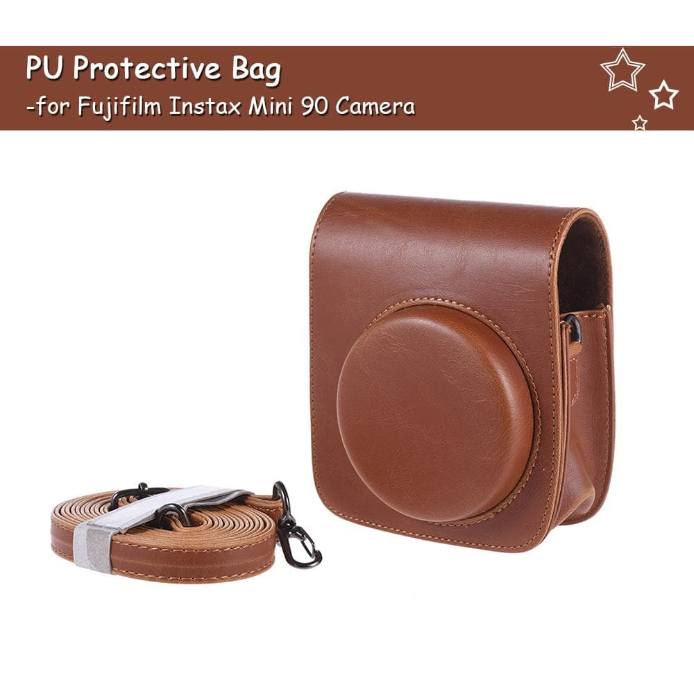 Vintage PU Protective  Camera Case Pouch Cover Protector Bag w/ Strap for Fujifilm Instax Mini 90