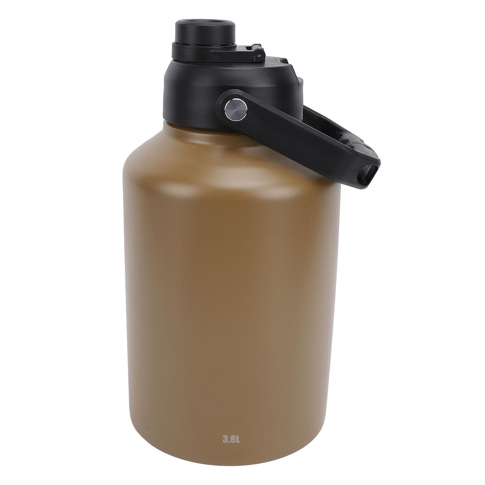 3.8L Sports Water Bottle Stainless Steel Double Wall Vacuum Insulated Bottle for Outdoor Camping L khaki