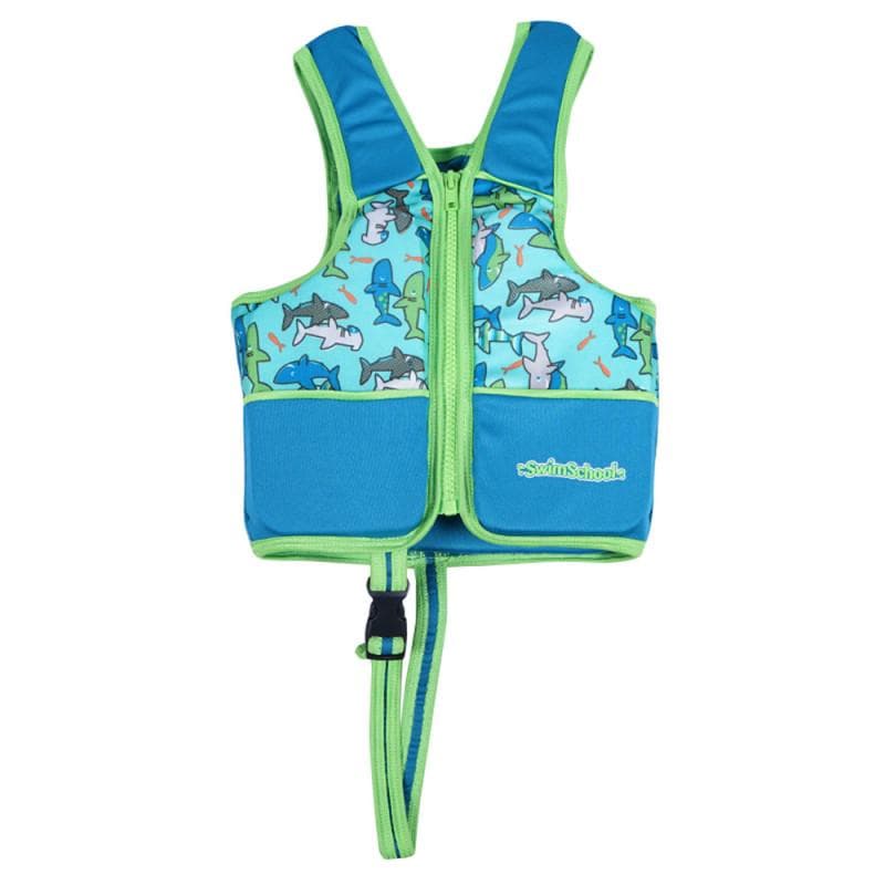 Summer Children Sleeveless Zipper Swim Life Jackets Kids Boys Girls Adjustable Life Vests Cartoon Balanced Flotation Swimsuit 4-5 Years