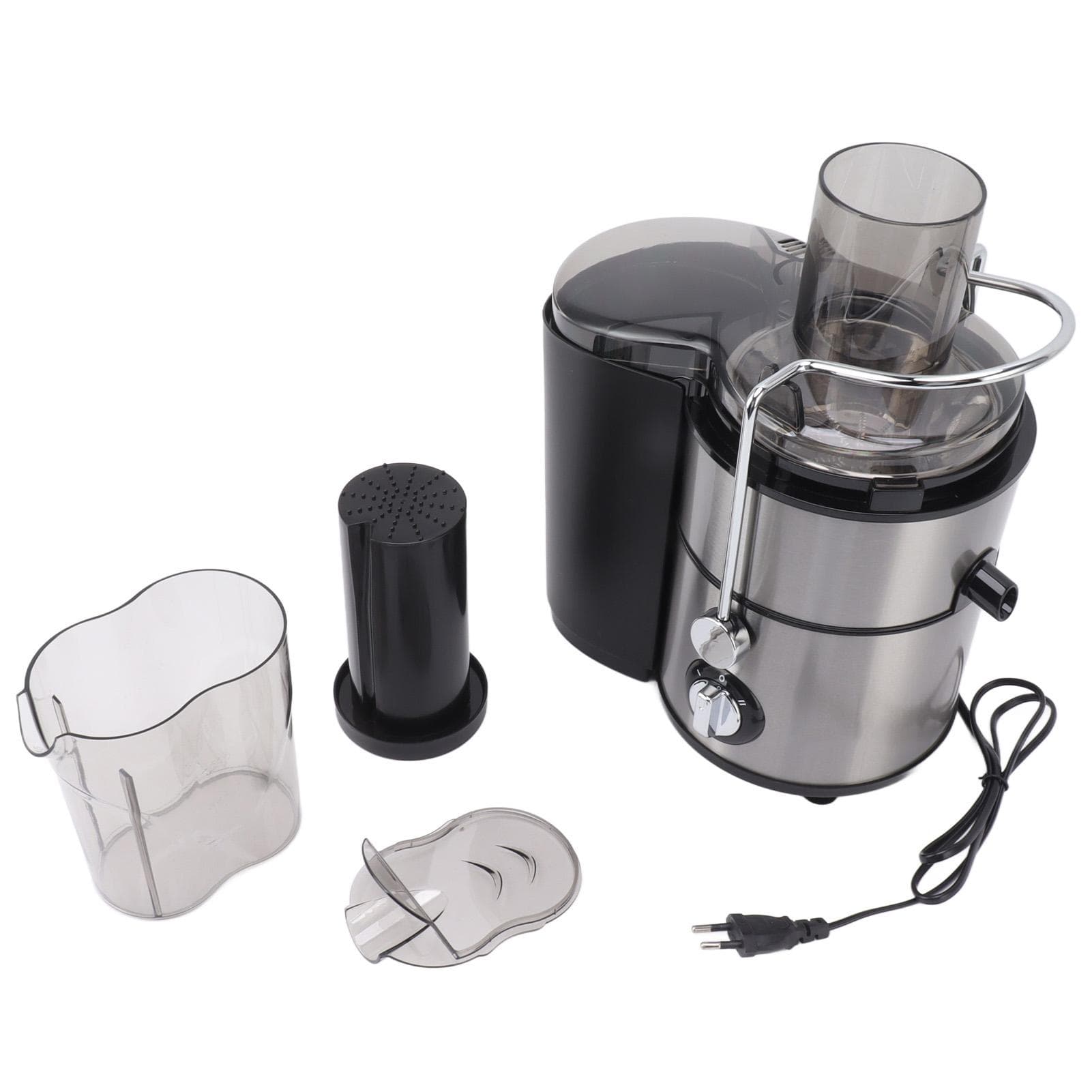 Electric Juicer 500W Large Opening Full Auto 2 Speed Stainless Steel Masticating Juicer for Home L silver