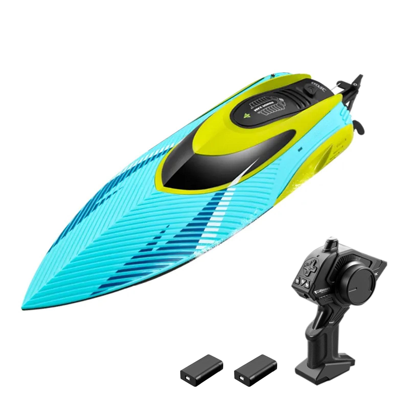 Remote Control Boat, 2.4G 45km/h Remote Control Speedboat with Capsize Reset Function LED Light, 2 Battery green