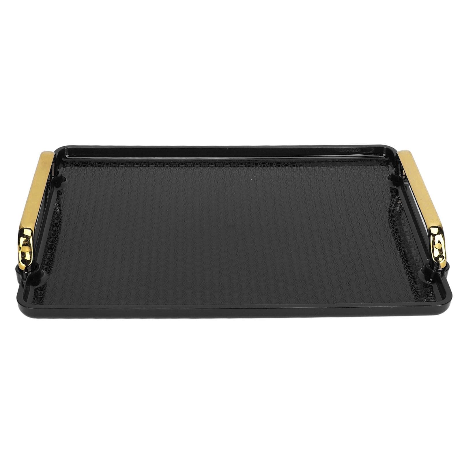 Decorative Tray Elegant Exquisite Texture Ergonomic Serving Tray with Handles for Beauty Products black