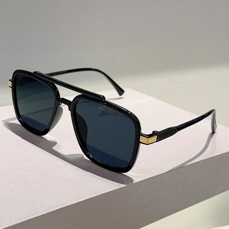 KAMMPT Vintage Square Sunglasses Men Women Double Bridge Fashion Shades Stylish Brand Design Casual Outdoor Sun Glasses as picture shows