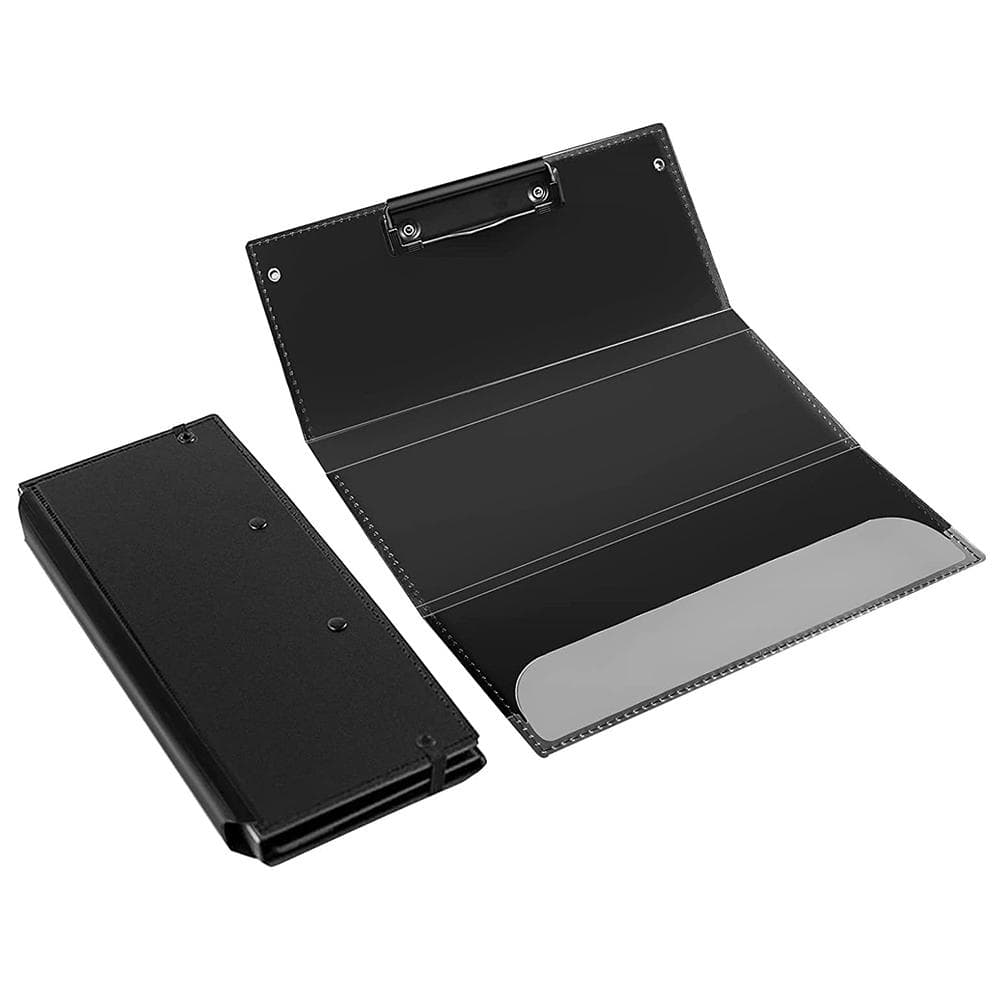 Nursing Clipboard Foldable Handheld Folders Portable Writing Board 3 Layers Secure Paper Grip for Ducuments for Doctors Students black