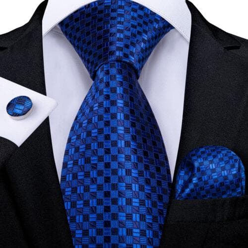 198 Colors Mens Silk Tie Black Blue Red Necktie Hanky Cufflinks Wedding 3PCS Set N-0561