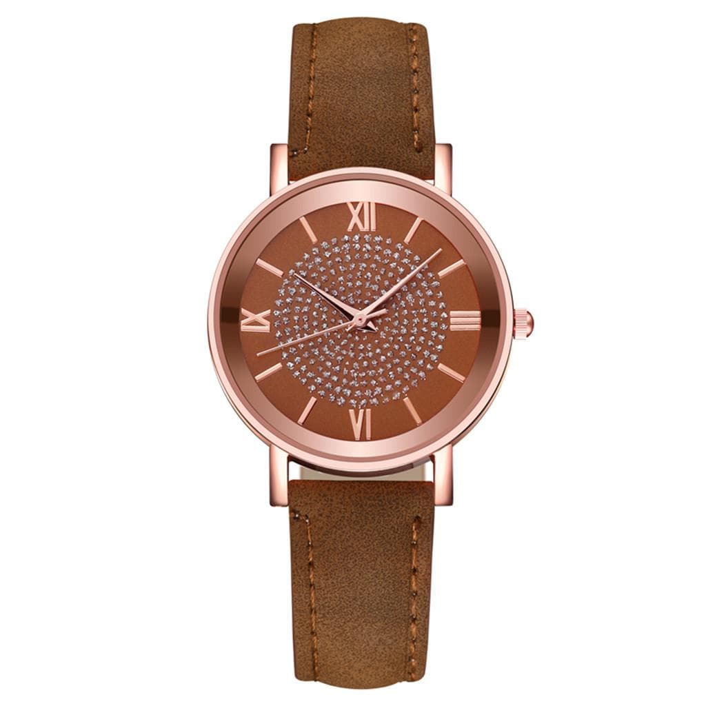 Luxury Watches Women Quartz Watch Stainless Steel Dial Casual Bracele Watch brown