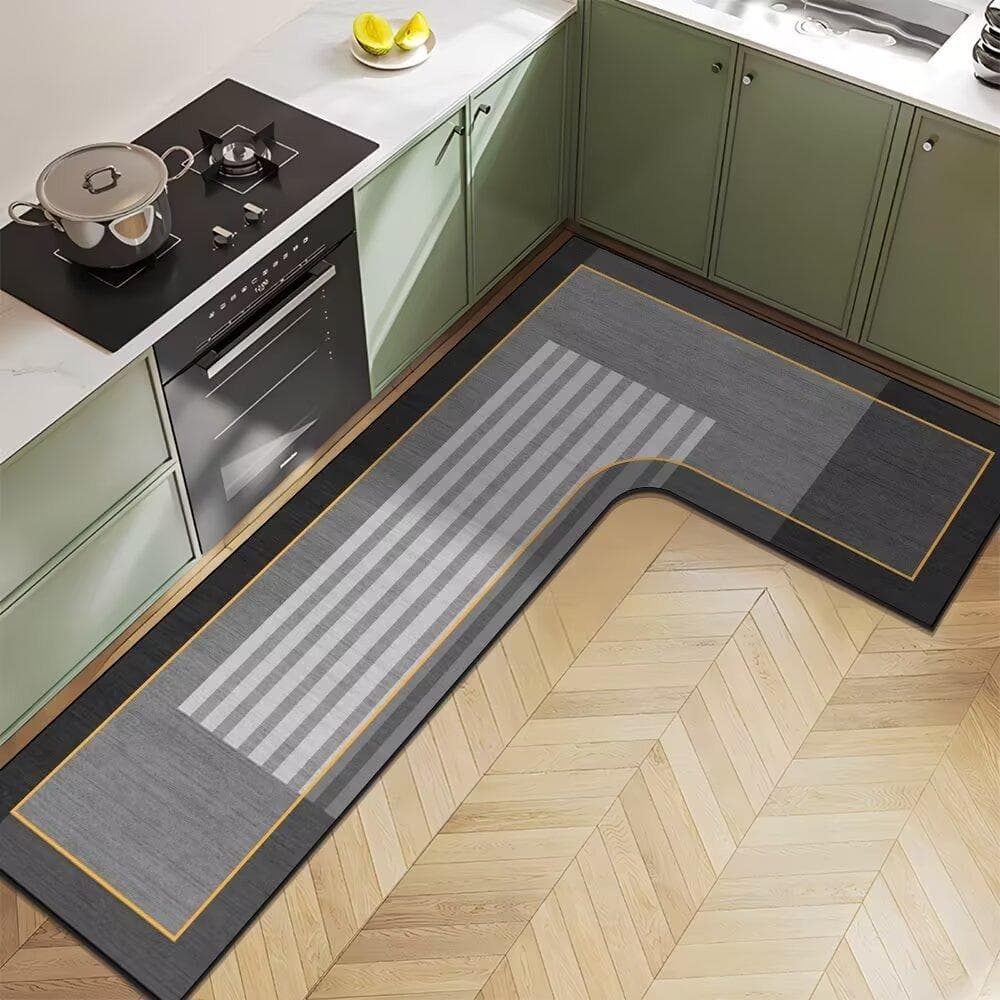Nordic Light Luxury Diatom Mud Household L-shaped Kitchen Floor Mat Water Absorption  Anti-slip  Quick-drying and Easy-to-maintenance Floor Mat 80*150*45cm
