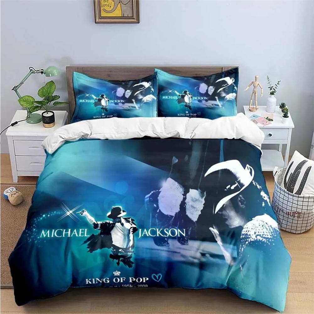 Exquisite Fashion M-Michael-Jackson Printing Bedding Set Duvet Cover Comforter Bed Youth Kids Girl Boys Birthday Gift 135X200cm-2pcs