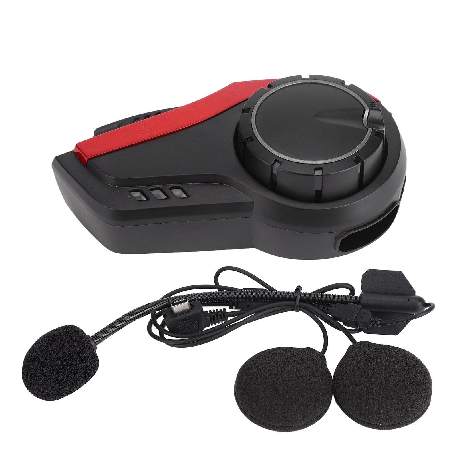 Motorcycle Helmet Bluetooth Headset Noise Reduction IP65 Waterproof Adjustable Hands Free HiFi red