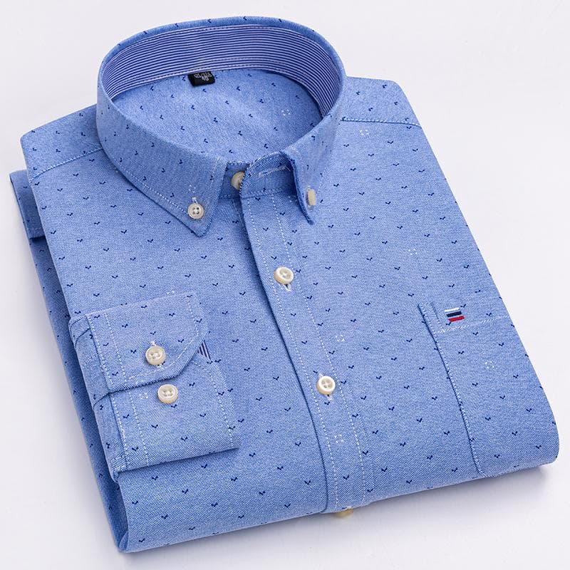 100% Cotton Oxford Business Casual Men Plaid Shirts Long Sleeve Non-Iron Four Seasons Male Clothing 3XL