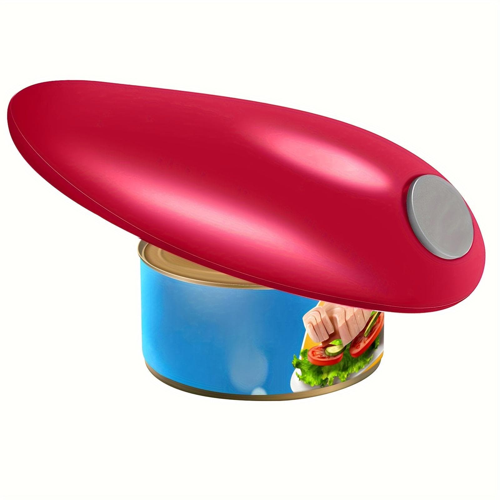 1pc, Electric Can Opener, Bottle Opener, Easy Can Opener, Automatic Can Opener With Smooth Edge red