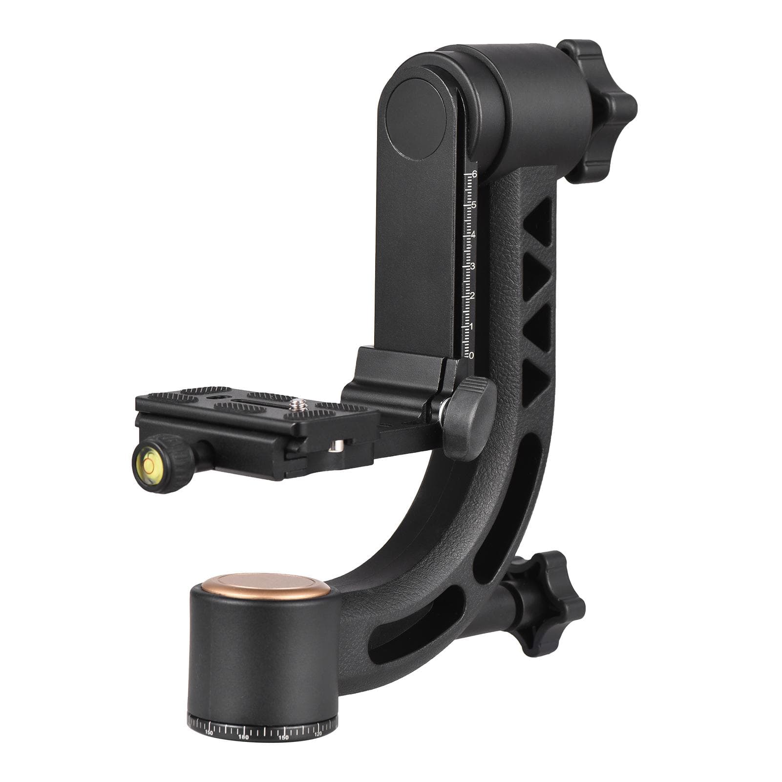 Heavy Duty 360 degrees Panoramic Gimbal Tripod Head Aluminum Alloy 15kg/33lbs Load Capacity with 1/4 Inch black
