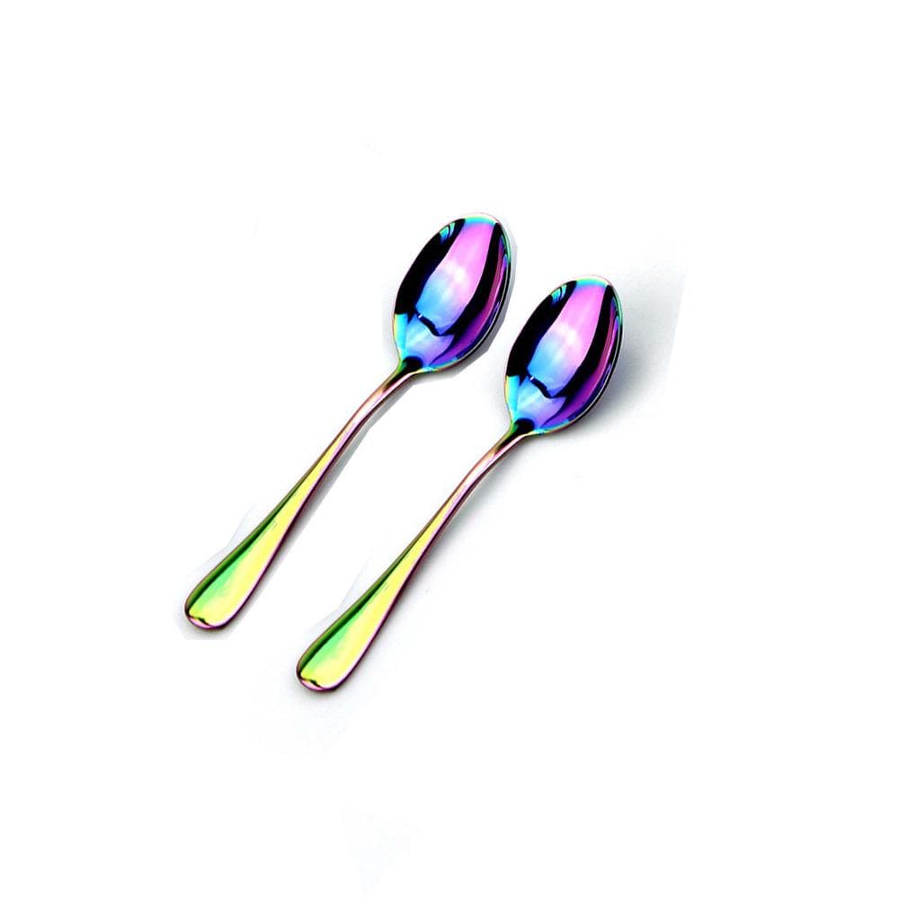 Stainless Steel Rainbow Color Teaspoon Multicolor Style Dinnerware Set Ice Cream Coffee Spoon Soup Spoon Tableware Set 2Pcs multicolour