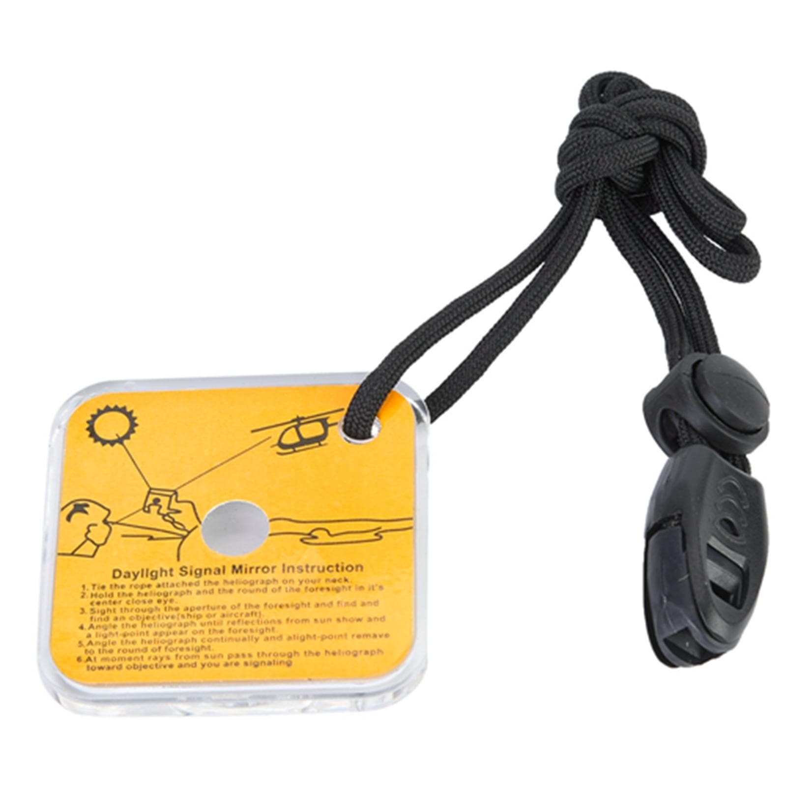 Outdoor Survival Acrylic Reflector Signal Mirror Safety with Lanyard whistle