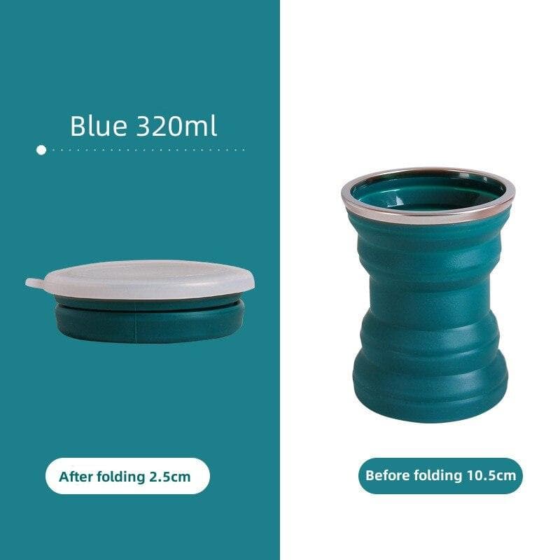 Portable Silicone Foldable Cup With Lanyard Heat Resistant Collapsible Cups Lid Folding Storage Travel Mug For Hot Water green