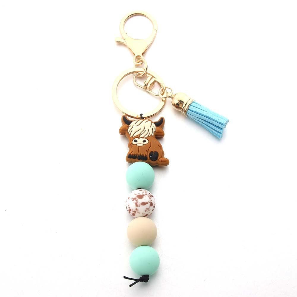 New Cowboy Bead Pendant Keyring Bag Accessories for women blue