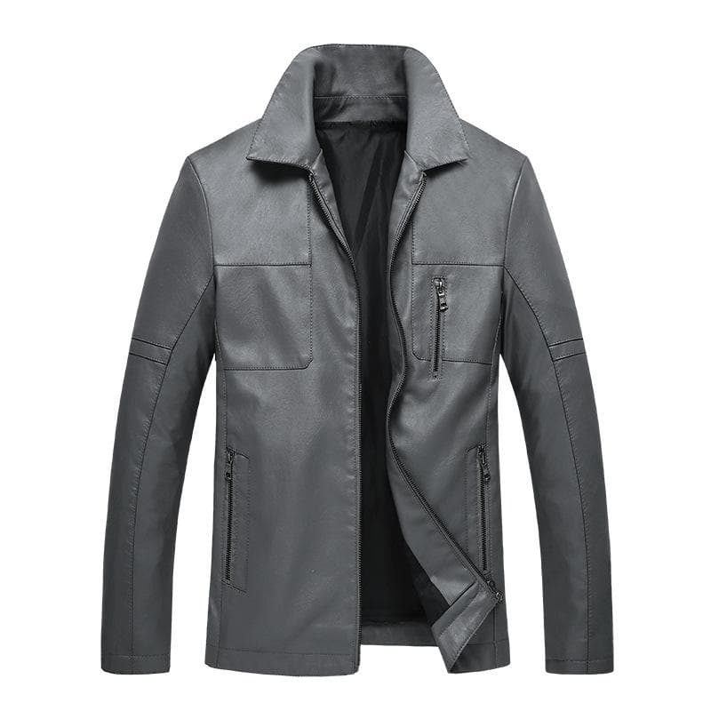 Men's Leather Casual Jacket Loose Youth Handsome Lapel Motorcycle Jacket 4XL