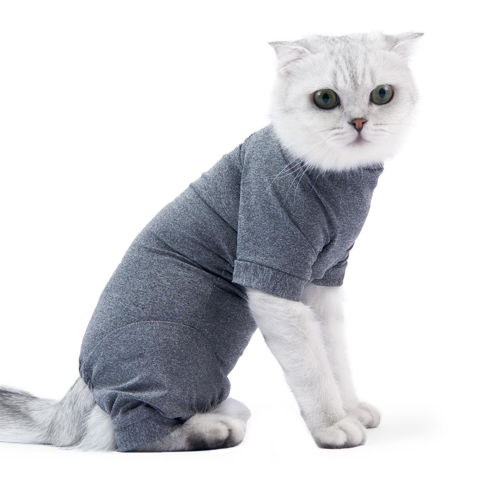 Pet Recovery Suit Four Legs Abdominal Wound Jacket for Cats Small grey