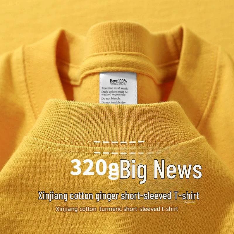320g Heavyweight White Cotton Short-Sleeve T-Shirt for Men and Women - Thick, Non-Transparent, Loose Fit, Perfect for Summer. 3XL [190-210 jin]