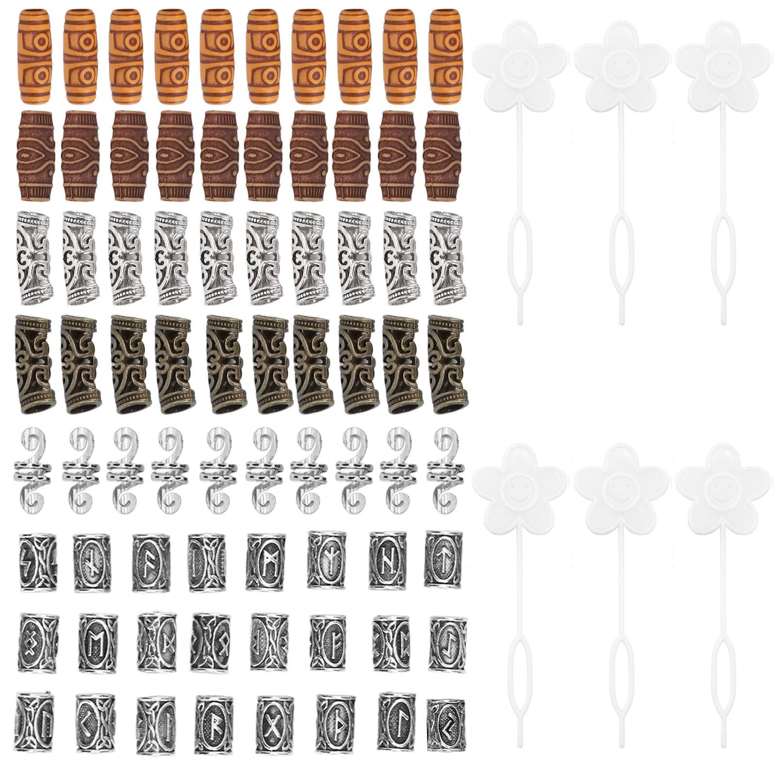 DIY Hair Tube Bead Men Women Alloy Resin Dreadlocks Beard Bead Hair Coils Accessories for Party silver